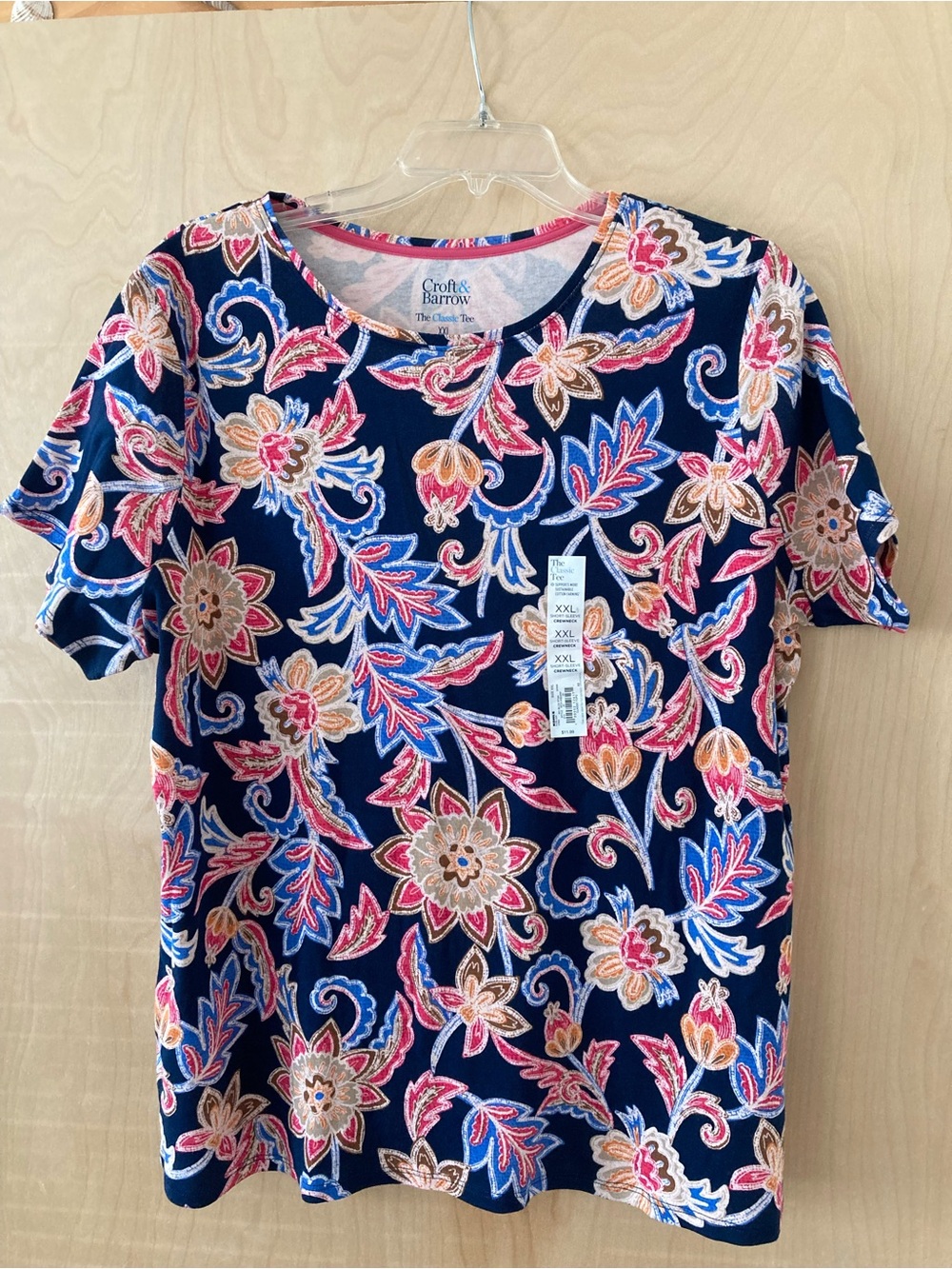 Croft & Barrow NWT Navy Floral Short-Sleeve Tee Women’s Size 2XL